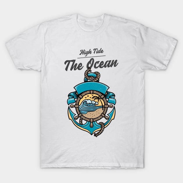 High Tide Ocean Nautical Anchor T-Shirt by Tip Top Tee's